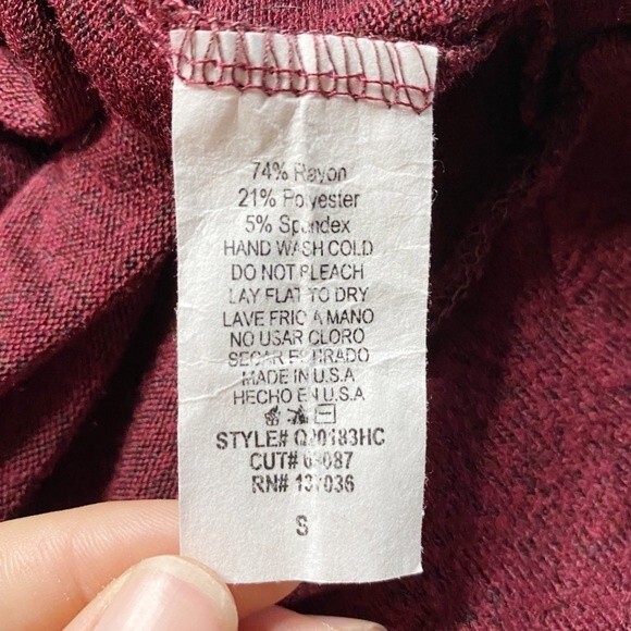 Paper Crane Maroon Cardigan Dolman Open Front Sweater Size Small - Picture 5 of 7